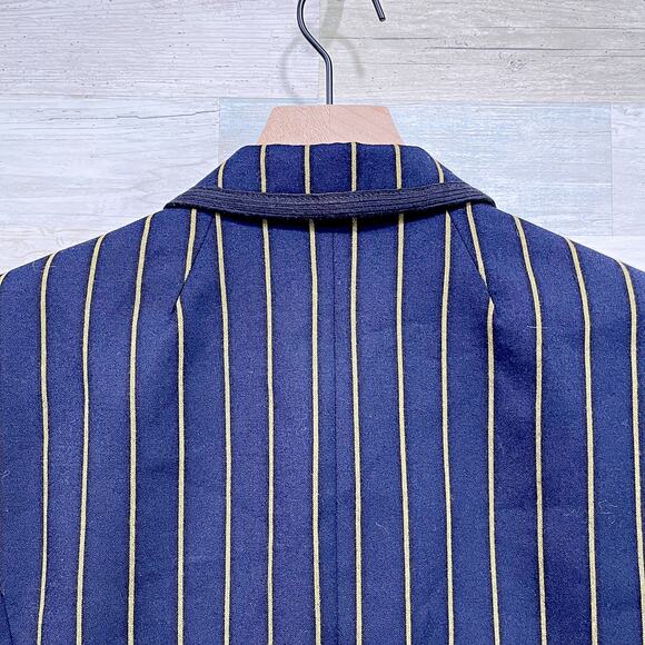J CREW Schoolboy Blazer Blue Academia Stripe 100% Wool Gold Buttons Womens 8 - Picture 6 of 7